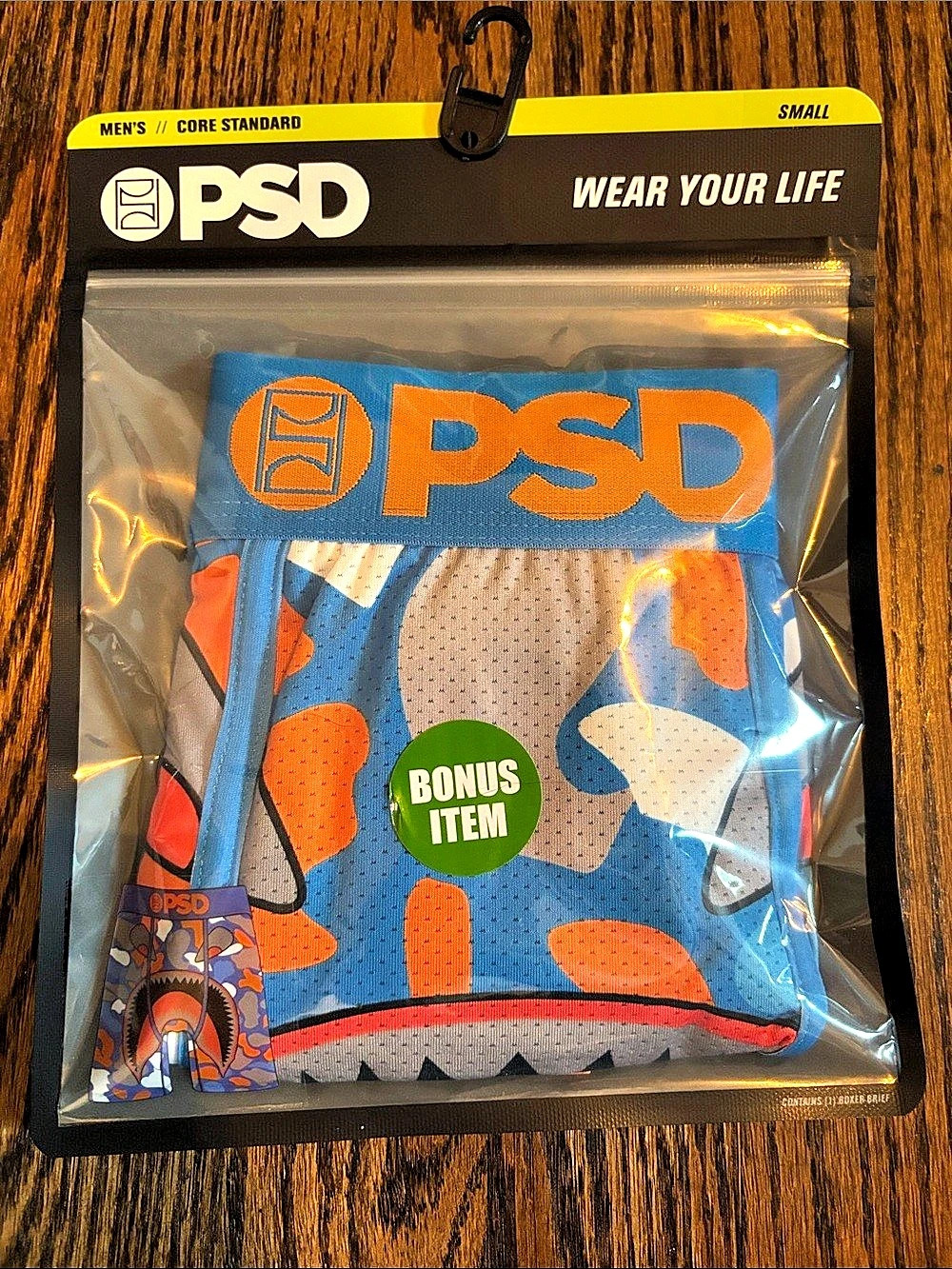 PSD Men's Small Boxer Briefs Blue & Orange Shark Size Small NWT